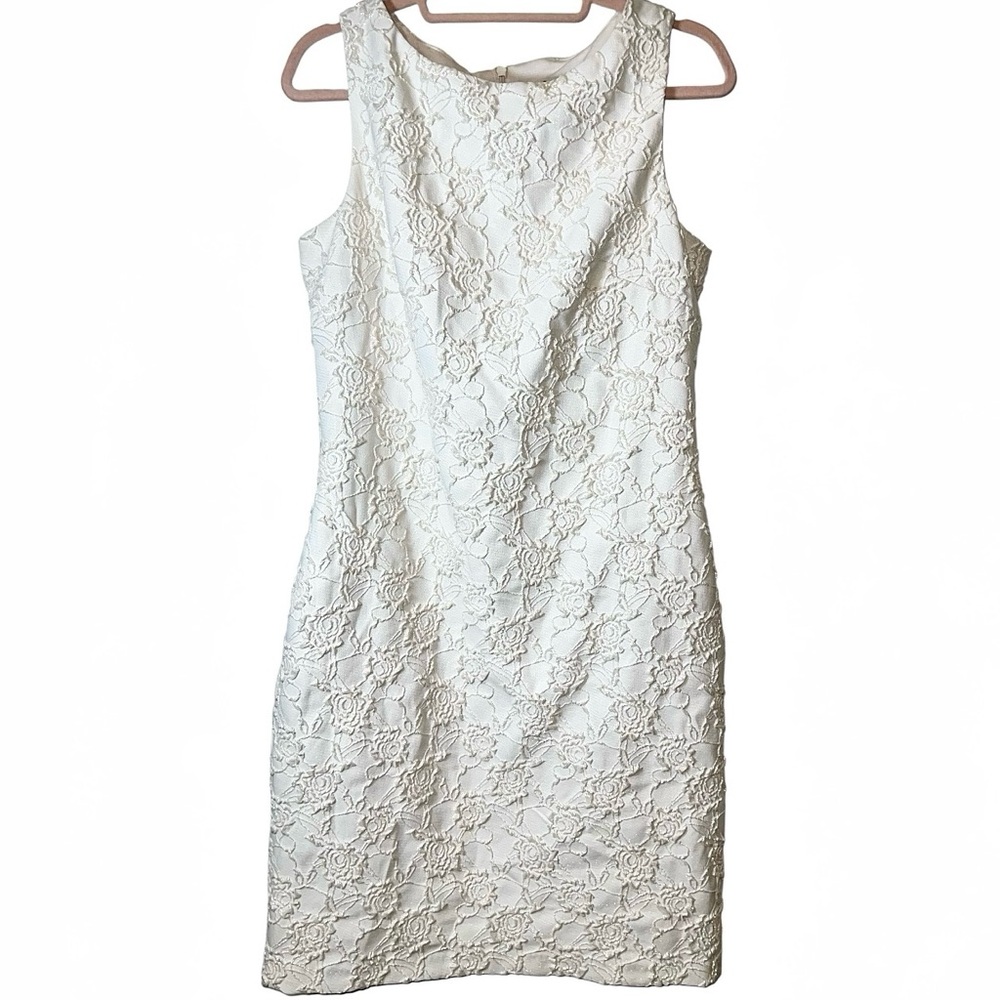 Donna Ricco Metallic Gold Floral Jacquard Cocktail Dress Size 12 Wedding Guest